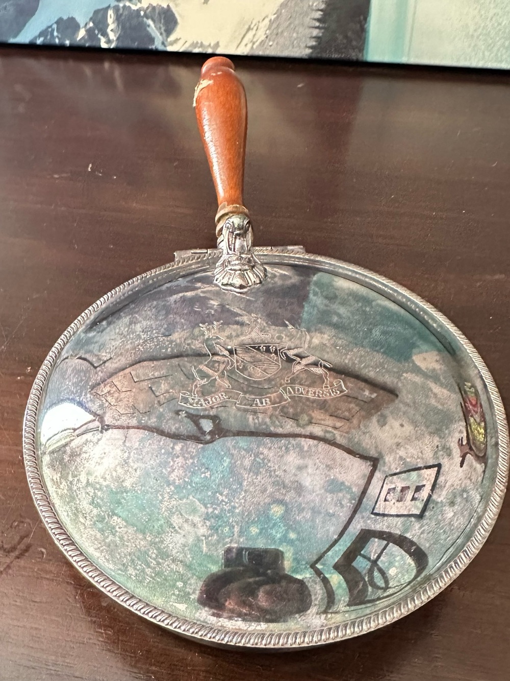 Vintage Silver Plated Crumb Catcher Wooden Handle